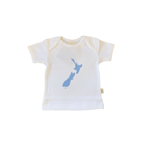 Kiwiana Tee - Blue NZ Map - Short Sleeved