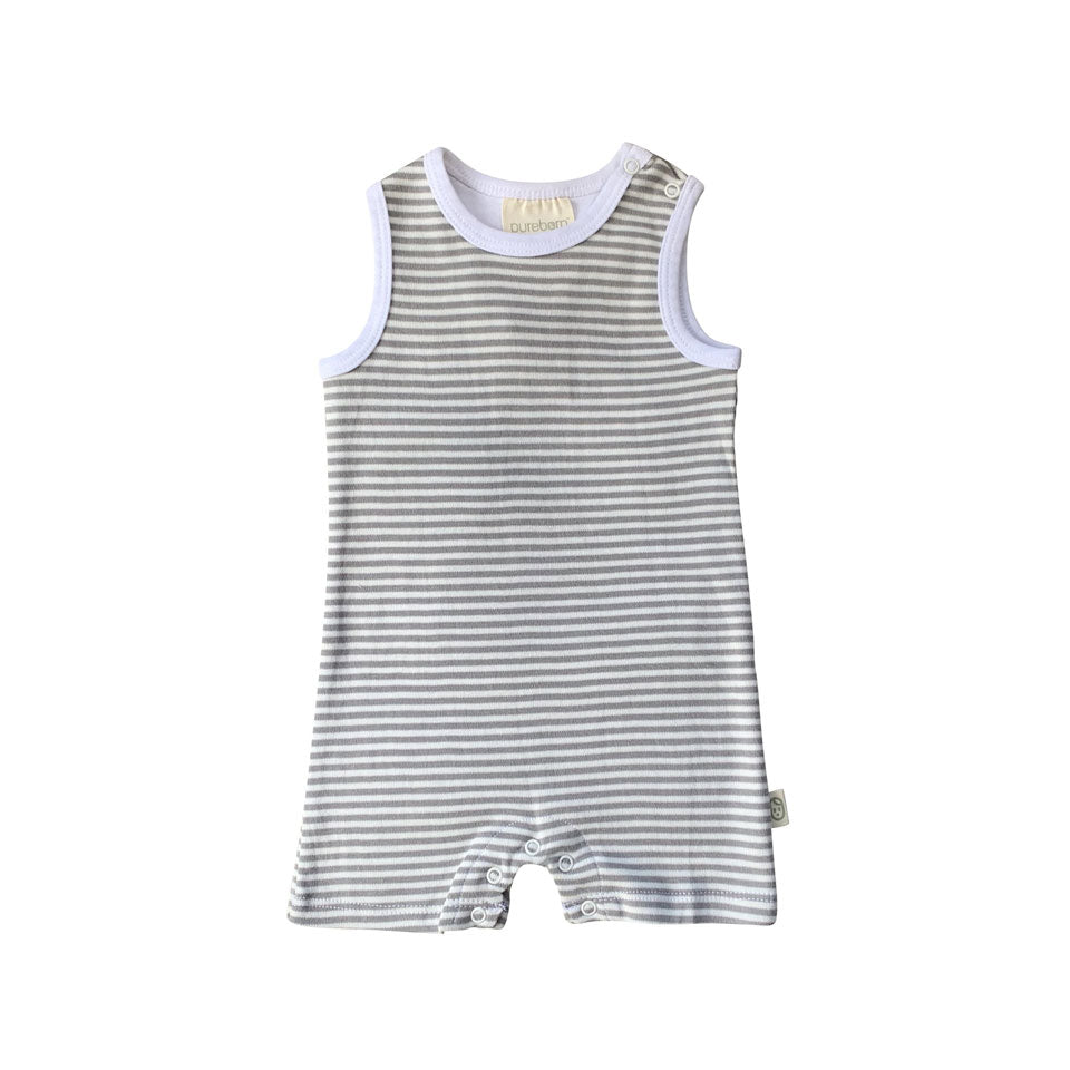 Summer Romper - Grey Stripe